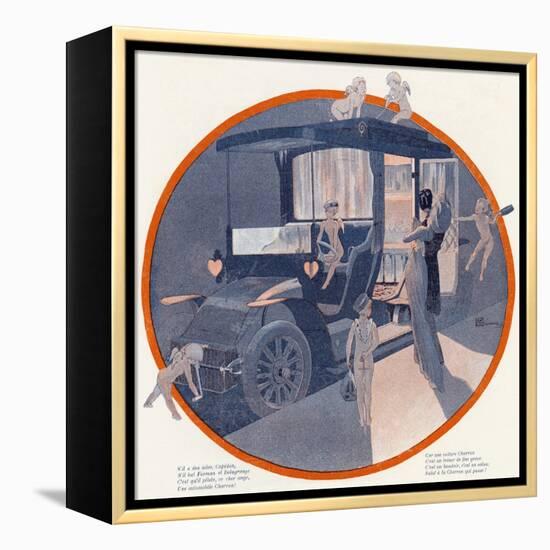 Cherub Driven Love Wagon-Georges Leonnec-Framed Stretched Canvas