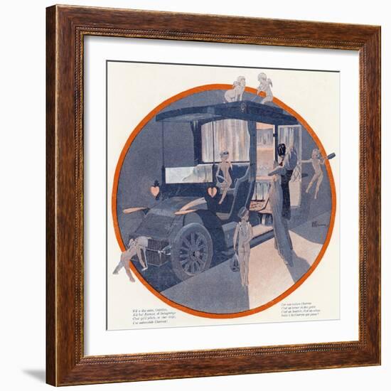 Cherub Driven Love Wagon-Georges Leonnec-Framed Art Print