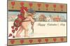 Cherub Mail Carrier Toting Valentines-null-Mounted Art Print