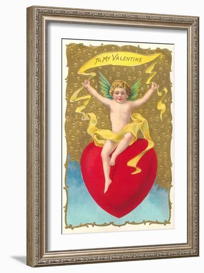 Cherub Sitting on Heart-null-Framed Art Print