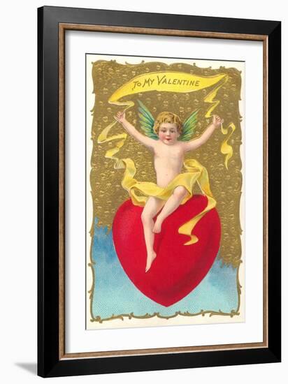 Cherub Sitting on Heart-null-Framed Art Print