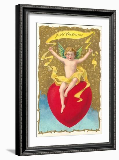 Cherub Sitting on Heart-null-Framed Art Print