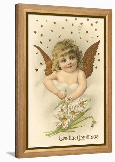 Cherub with Lilies-null-Framed Stretched Canvas