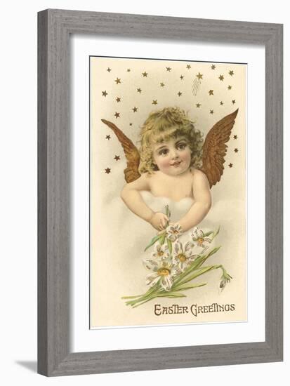 Cherub with Lilies-null-Framed Art Print