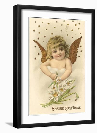 Cherub with Lilies-null-Framed Art Print