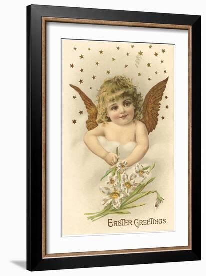 Cherub with Lilies-null-Framed Art Print