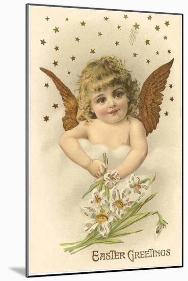 Cherub with Lilies-null-Mounted Art Print