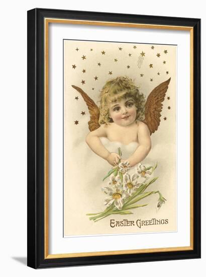 Cherub with Lilies-null-Framed Art Print