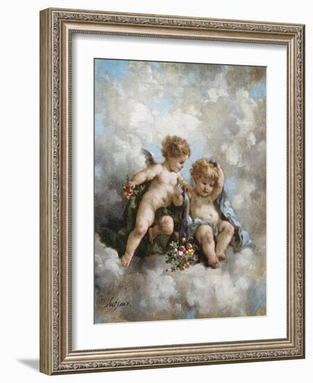 Cherubs in the Clouds-Charles Lutyens-Framed Giclee Print