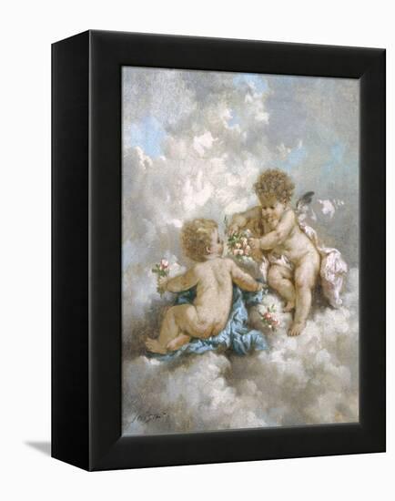 Cherubs Making Posies-Charles Lutyens-Framed Premier Image Canvas