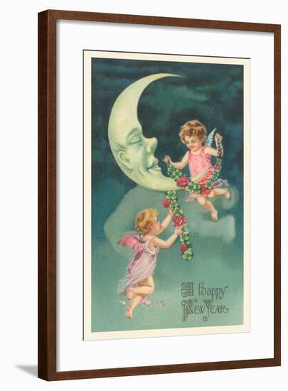 Cherubs on Crescent Moon-null-Framed Art Print