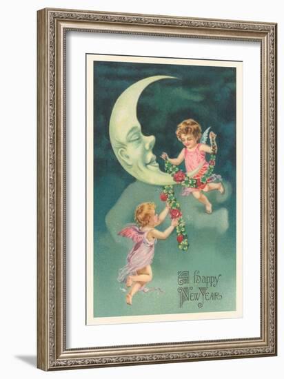 Cherubs on Crescent Moon-null-Framed Art Print