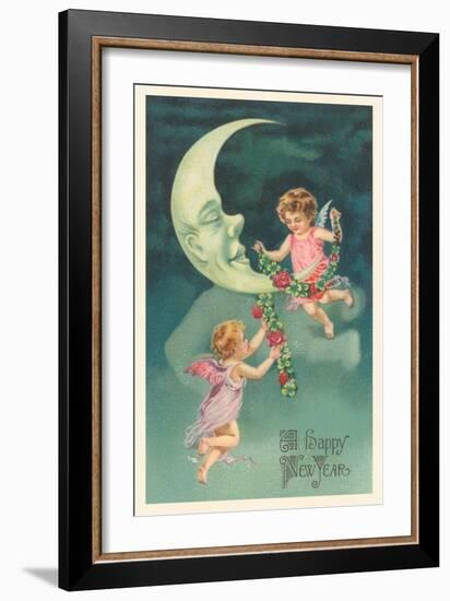 Cherubs on Crescent Moon-null-Framed Art Print