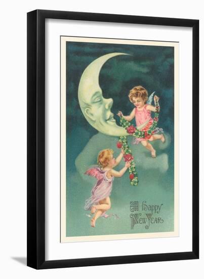 Cherubs on Crescent Moon-null-Framed Art Print