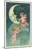 Cherubs on Crescent Moon-null-Mounted Art Print