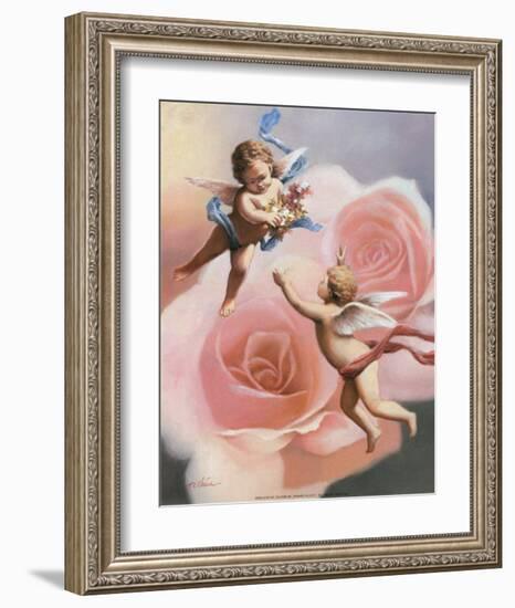 Cherubs' Rose-T^ C^ Chiu-Framed Art Print