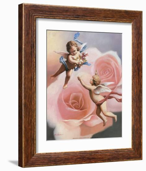 Cherubs' Rose-T^ C^ Chiu-Framed Art Print