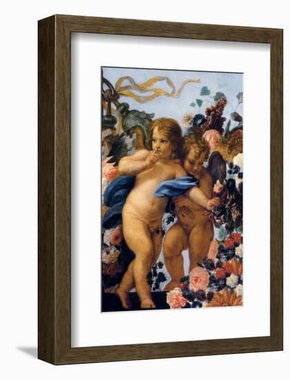 Cherubs with Garland of Flowers, Detail-Carlo Maratti-Framed Premium Giclee Print