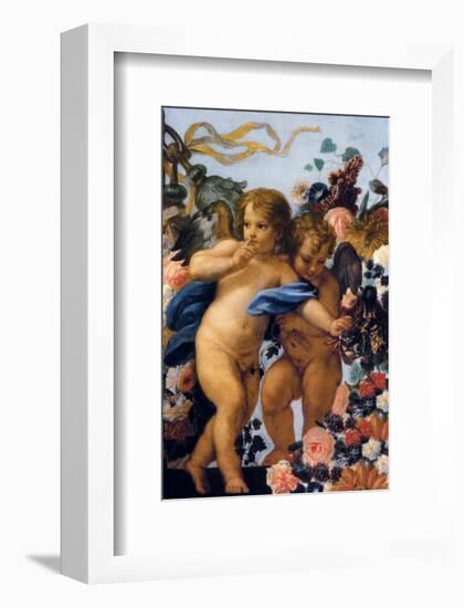 Cherubs with Garland of Flowers, Detail-Carlo Maratti-Framed Premium Giclee Print