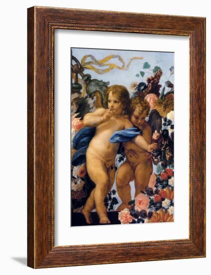 Cherubs with Garland of Flowers, Detail-Carlo Maratti-Framed Premium Giclee Print