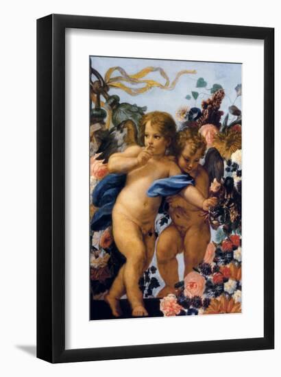 Cherubs with Garland of Flowers, Detail-Carlo Maratti-Framed Premium Giclee Print