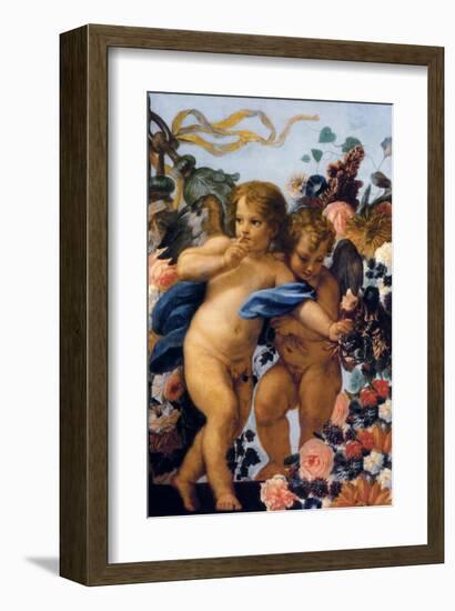 Cherubs with Garland of Flowers, Detail-Carlo Maratti-Framed Premium Giclee Print