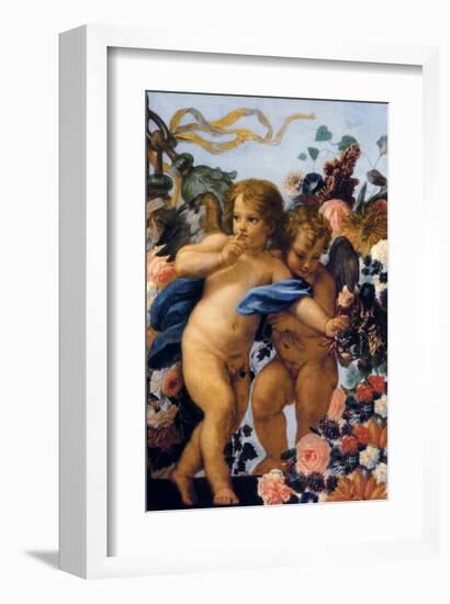 Cherubs with Garland of Flowers, Detail-Carlo Maratti-Framed Premium Giclee Print