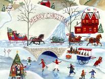 Christmas Day Skating by Old Stone Bridge-Cheryl Bartley-Giclee Print