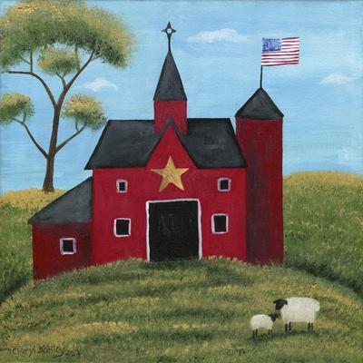 American Folk Art Red Quilt Horse Barn Painting by Cheryl Bartley - Pixels
