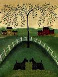 Two Scottie Dogs Under A Willow Tree-Cheryl Bartley-Giclee Print