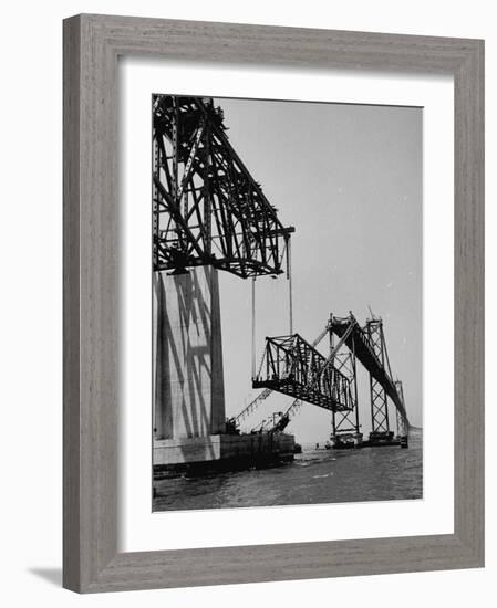 Chesapeake Bay Bridge, Final Span of 4-Mile-Long Bridge Fitted into Place-null-Framed Photographic Print