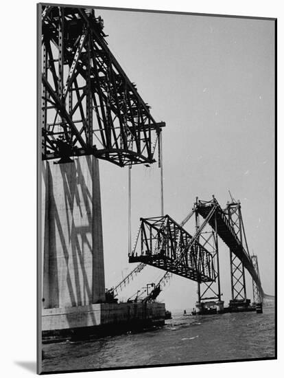 Chesapeake Bay Bridge, Final Span of 4-Mile-Long Bridge Fitted into Place-null-Mounted Photographic Print