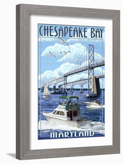 Chesapeake Bay Bridge - Maryland-Lantern Press-Framed Art Print
