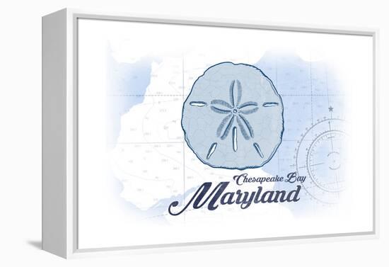 Chesapeake Bay, Maryland - Sand Dollar - Blue - Coastal Icon-Lantern Press-Framed Stretched Canvas