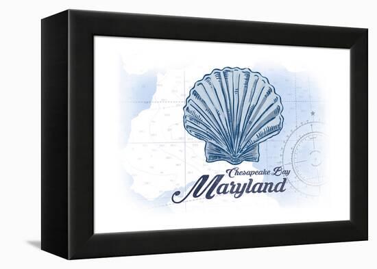 Chesapeake Bay, Maryland - Scallop Shell - Blue - Coastal Icon-Lantern Press-Framed Stretched Canvas
