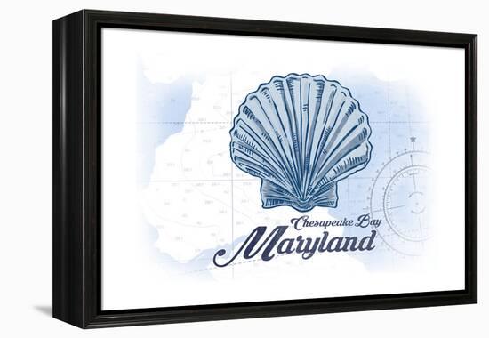 Chesapeake Bay, Maryland - Scallop Shell - Blue - Coastal Icon-Lantern Press-Framed Stretched Canvas