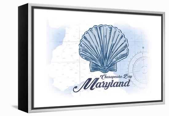 Chesapeake Bay, Maryland - Scallop Shell - Blue - Coastal Icon-Lantern Press-Framed Stretched Canvas