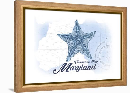 Chesapeake Bay, Maryland - Starfish - Blue - Coastal Icon-Lantern Press-Framed Stretched Canvas