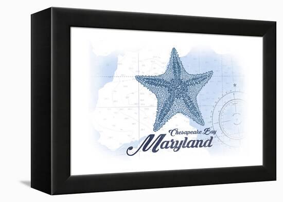 Chesapeake Bay, Maryland - Starfish - Blue - Coastal Icon-Lantern Press-Framed Stretched Canvas