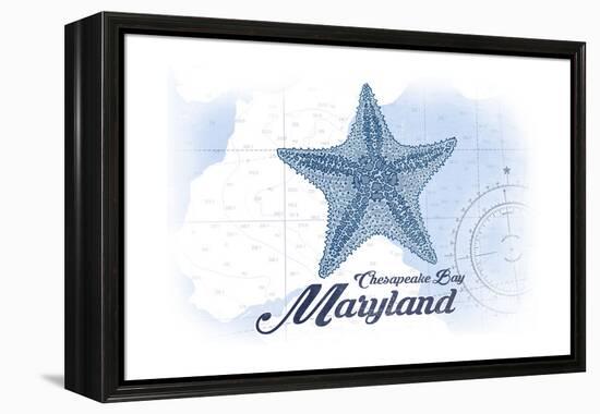 Chesapeake Bay, Maryland - Starfish - Blue - Coastal Icon-Lantern Press-Framed Stretched Canvas