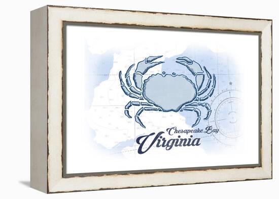 Chesapeake Bay, Virginia - Crab - Blue - Coastal Icon-Lantern Press-Framed Stretched Canvas