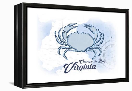 Chesapeake Bay, Virginia - Crab - Blue - Coastal Icon-Lantern Press-Framed Stretched Canvas