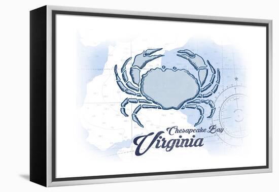 Chesapeake Bay, Virginia - Crab - Blue - Coastal Icon-Lantern Press-Framed Stretched Canvas