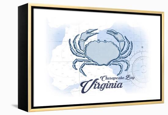 Chesapeake Bay, Virginia - Crab - Blue - Coastal Icon-Lantern Press-Framed Stretched Canvas