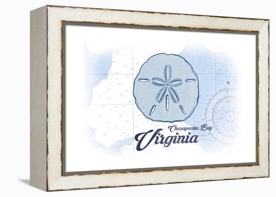 Chesapeake Bay, Virginia - Sand Dollar - Blue - Coastal Icon-Lantern Press-Framed Stretched Canvas