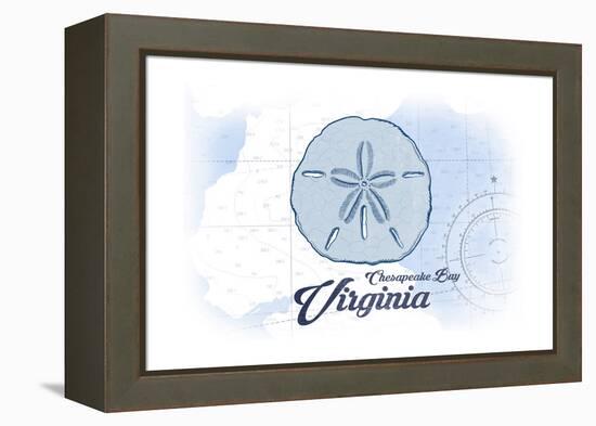 Chesapeake Bay, Virginia - Sand Dollar - Blue - Coastal Icon-Lantern Press-Framed Stretched Canvas