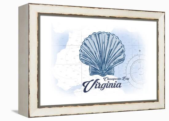 Chesapeake Bay, Virginia - Scallop Shell - Blue - Coastal Icon-Lantern Press-Framed Stretched Canvas