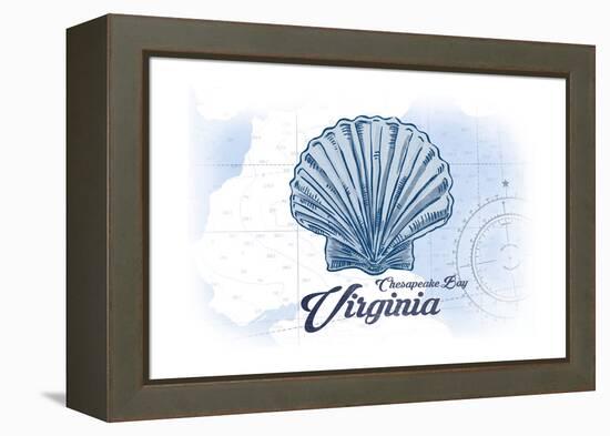 Chesapeake Bay, Virginia - Scallop Shell - Blue - Coastal Icon-Lantern Press-Framed Stretched Canvas