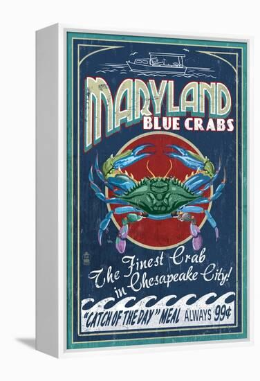 Chesapeake City, Maryland - Blue Crab-Lantern Press-Framed Stretched Canvas