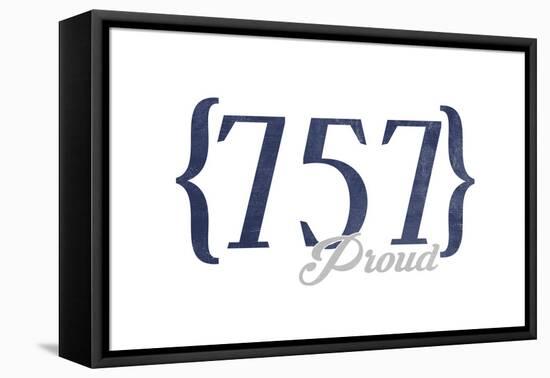 Chesapeake, Virginia - 757 Area Code (Blue)-Lantern Press-Framed Stretched Canvas